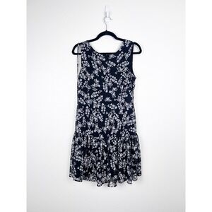 Calvin Klein Women's Sleeveless Floral Drop Waist Dress Black Sz‎ 8